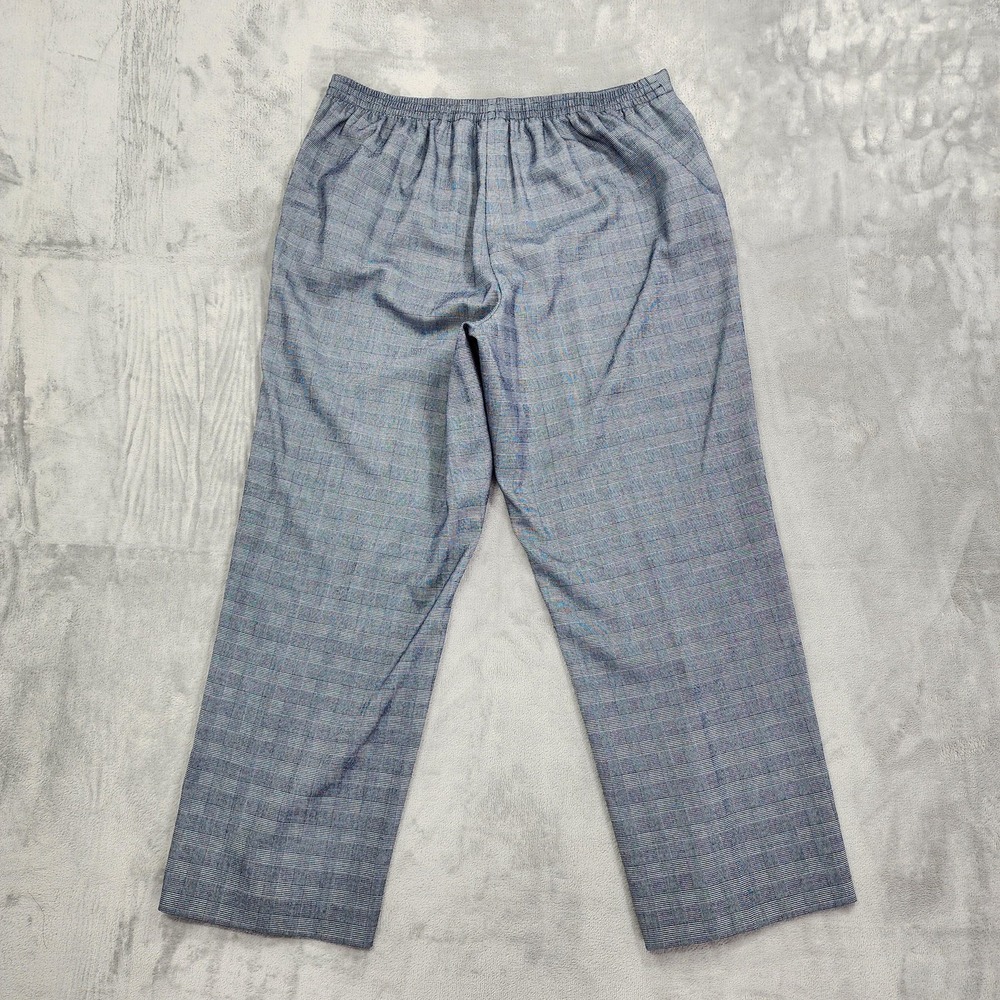 Vintage Alfred Dunner Pants Womens‎ 16 Blue Check Straight Leg Pull On Stretch